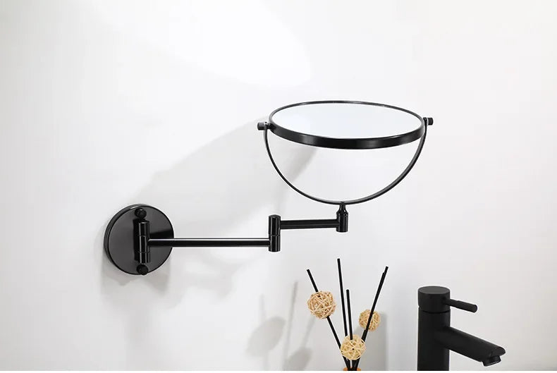 Dressing Mirror Wall Mounted 8 Inch Magnifying Two-sides Mirror Space Aluminum Black  Makeup Mirror Cosmetic Lady Gift