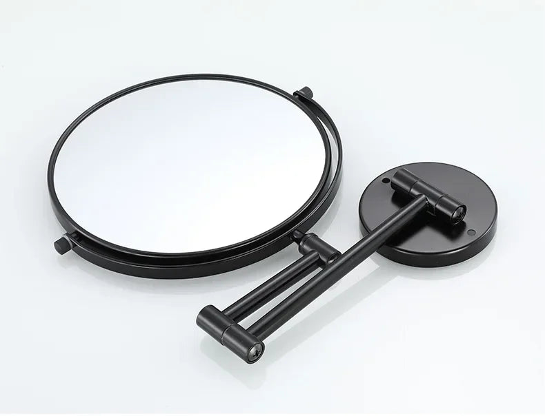 Dressing Mirror Wall Mounted 8 Inch Magnifying Two-sides Mirror Space Aluminum Black  Makeup Mirror Cosmetic Lady Gift