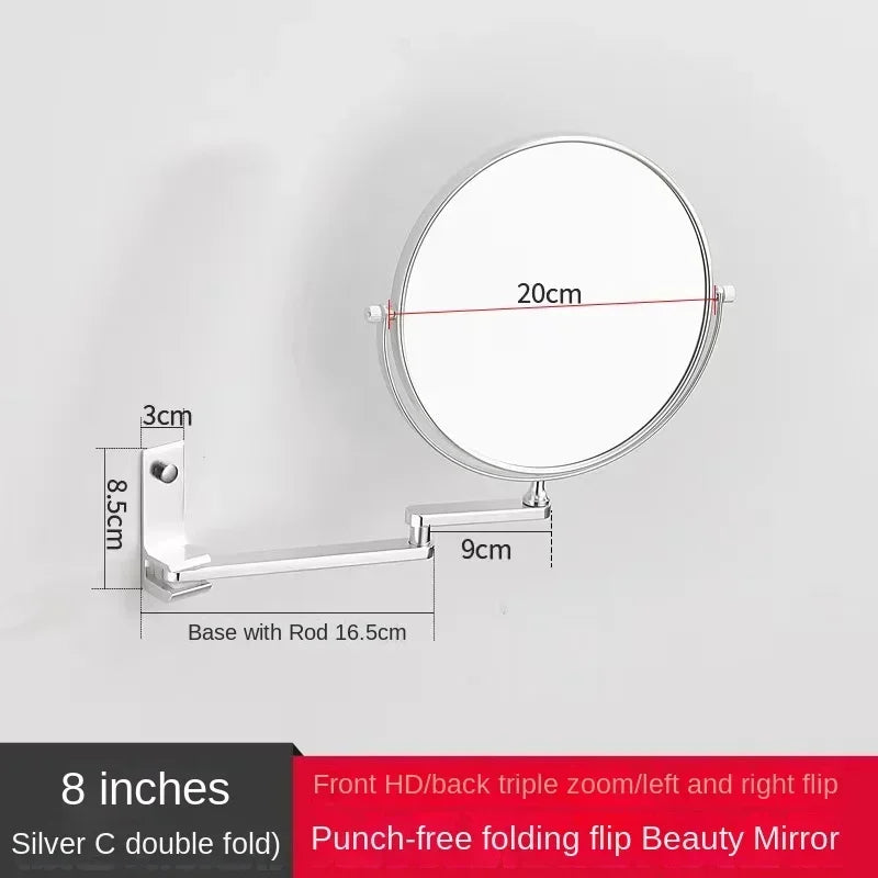 Dressing Mirror Wall Mounted 8 Inch Magnifying Two-sides Mirror Space Aluminum Black  Makeup Mirror Cosmetic Lady Gift