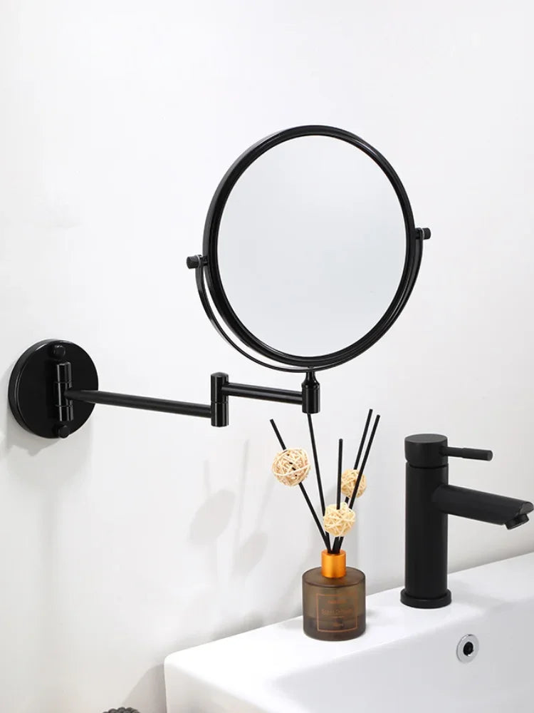 Dressing Mirror Wall Mounted 8 Inch Magnifying Two-sides Mirror Space Aluminum Black  Makeup Mirror Cosmetic Lady Gift