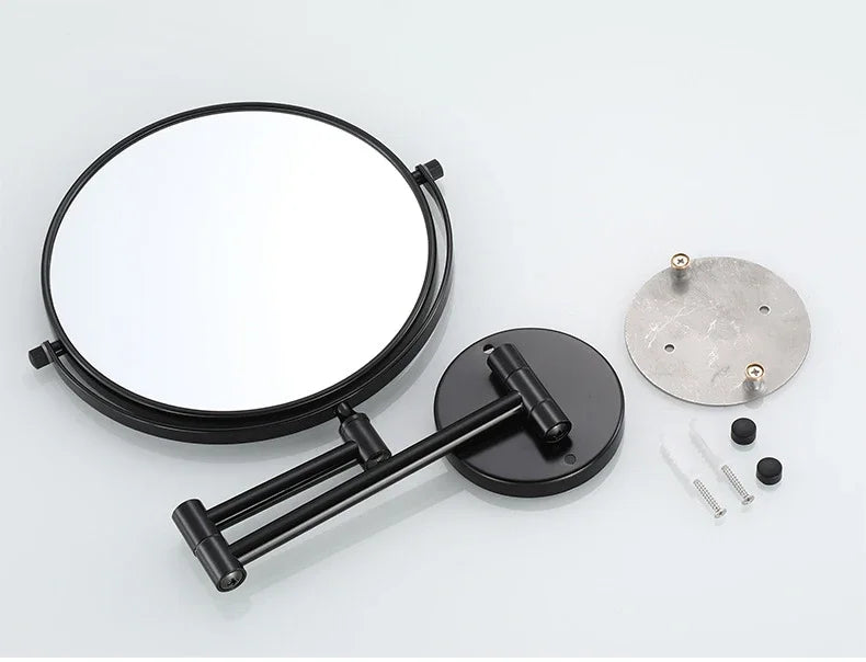 Dressing Mirror Wall Mounted 8 Inch Magnifying Two-sides Mirror Space Aluminum Black  Makeup Mirror Cosmetic Lady Gift