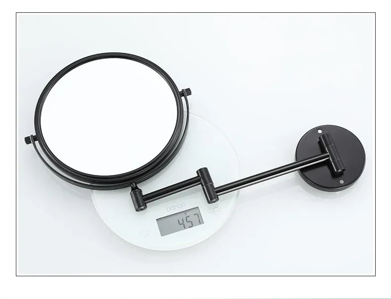 Dressing Mirror Wall Mounted 8 Inch Magnifying Two-sides Mirror Space Aluminum Black  Makeup Mirror Cosmetic Lady Gift