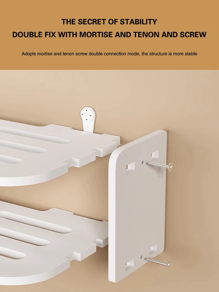 Wifi Hanging Shelf Router Power Strip Multi Outlet TV Set Top Box Cable Hidden Floating Rack Wall Mount Holder Storage Organizer